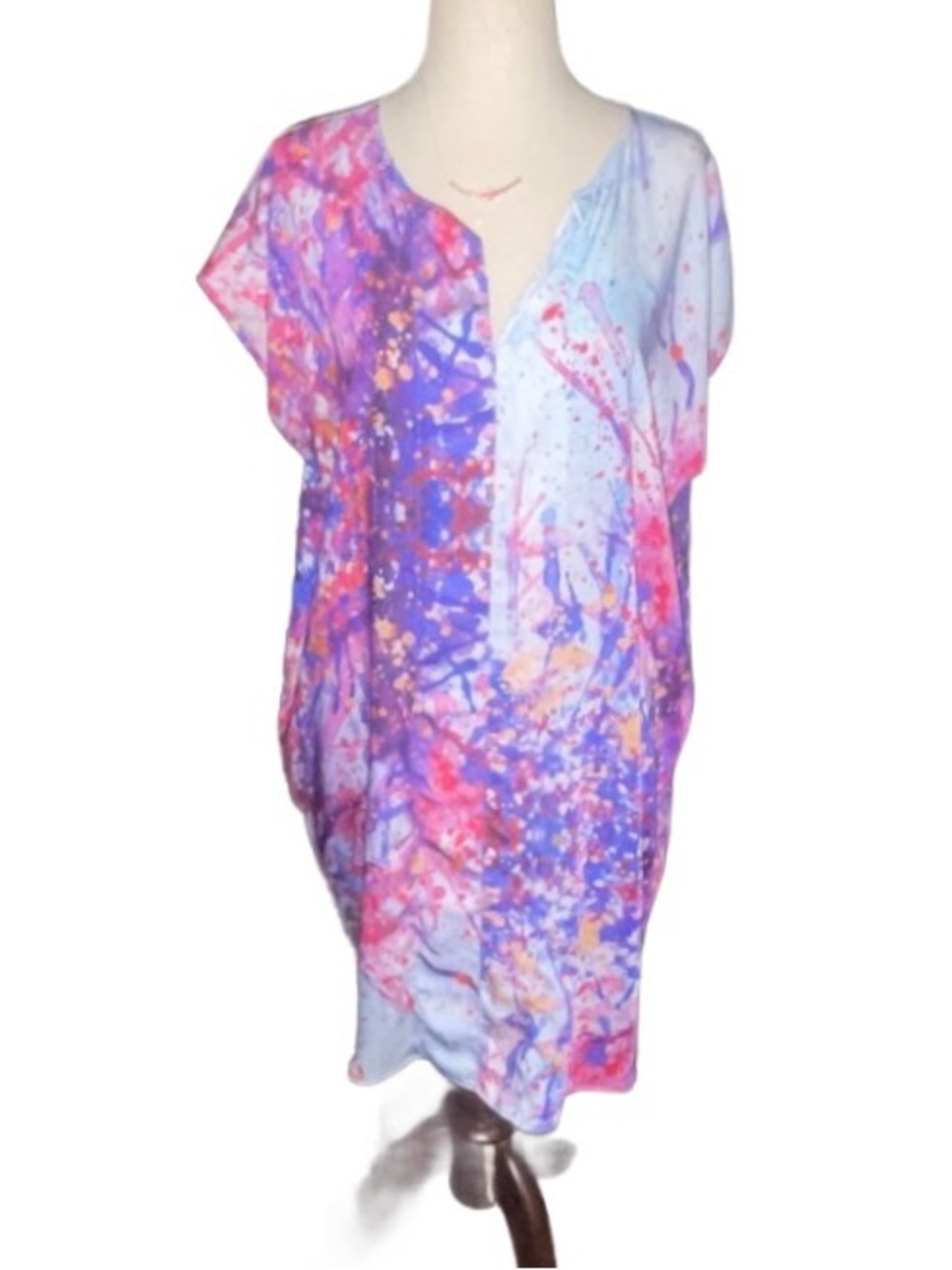 Askari ~ Mallory ~ X-Small ~ Purple W/ Watercolor ~ Tunic Top Blouse ~ New